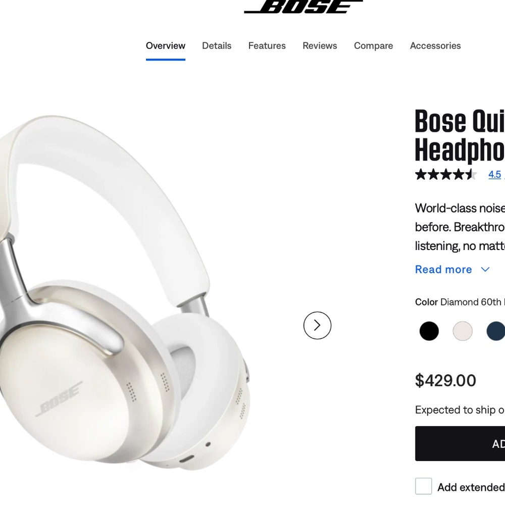 BRAND NEW UNOPENED BOX BOSE  QUIET COMFORT ULTRA HEADPHONES WHITE SMOKE